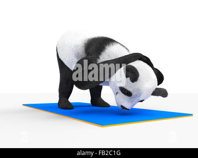 Carattere animale personaggio panda fare yoga Foto Stock