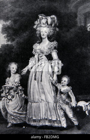 Ritratto della regina Maria Antonietta con i suoi figli da Adolph Ulrich Wertmueller 1785 Foto Stock