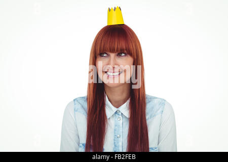 Felice hipster donna con una corona Foto Stock