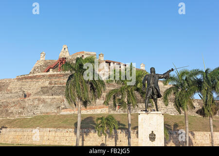 San Felipe de Barajas Rocca al tramonto a Cartagena, Colombia. Foto Stock