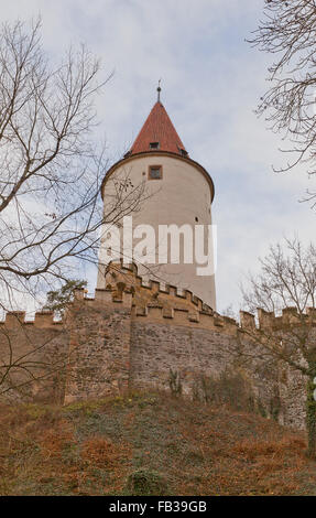 Tenere principale del castello di Krivoklat, Repubblica Ceca. Fondata nel XII c. Foto Stock