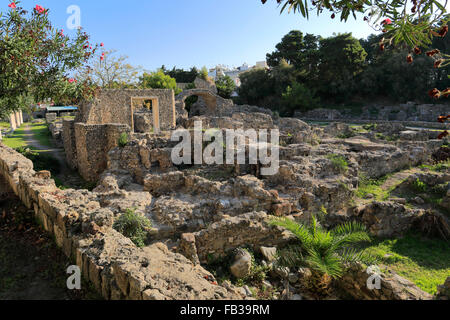 Rovine dell antico palestra ellenistica, Xisto, la città di Kos, isola di Kos, Dodecanneso gruppo di isole, a sud del Mar Egeo, Grecia Foto Stock