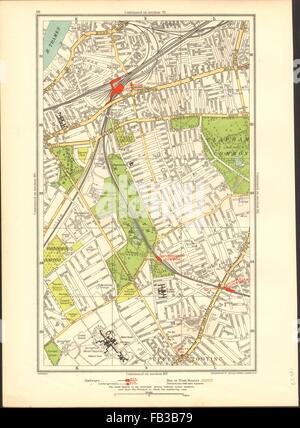 CLAPHAM: Wandsworth,Balham,Superiore Tooting,Battersea,Clapham Junction, 1937 Mappa Foto Stock