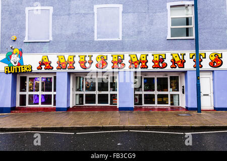 Divertimento arcade in Portrush, una città di mare in Irlanda del Nord. Foto Stock