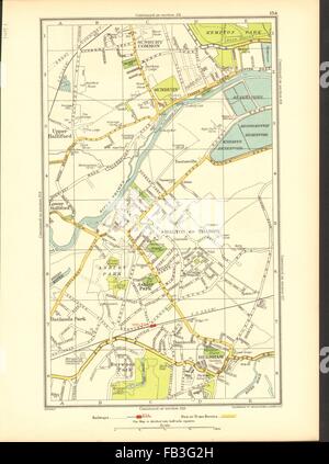 WALTON ON THAMES: Sunbury, Hersham, Superiore Halliford, Burwood Park, 1937 Mappa Foto Stock