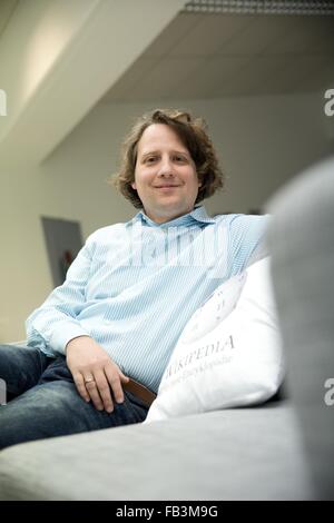 Berlino, Germania. 08 gen 2016. Christian Rickert, Direttore Esecutivo di Wikimedia Germania in posa di Berlino, Germania, 08 gennaio 2016. Foto: JOERG CARSTENSEN/DPA/Alamy Live News Foto Stock