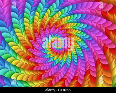 Rainbow psichedelico frattale a spirale Texture di sfondo Foto Stock