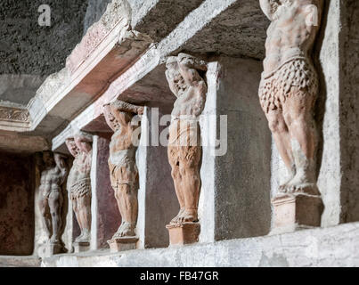 Dettaglio statuario di bath house di scavi di Pompei Foto Stock