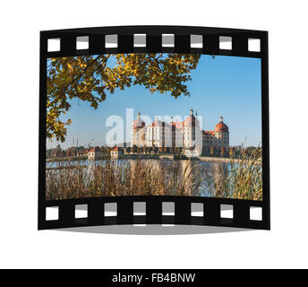 Castello di Moritzburg vicino a Dresda, distretto amministrativo di Meissen, in Sassonia, Germania, Europa Foto Stock