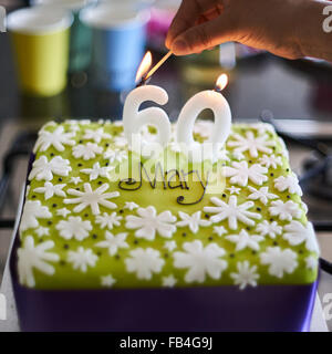 Sessantesimo torta di compleanno Foto Stock