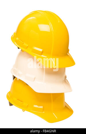 Tre impilate Elmetti di sicurezza Foto Stock