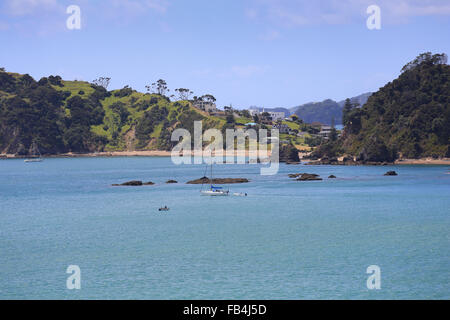 Pittoresca baia delle isole, Waitangi, Northland e Nuova Zelanda. Foto Stock