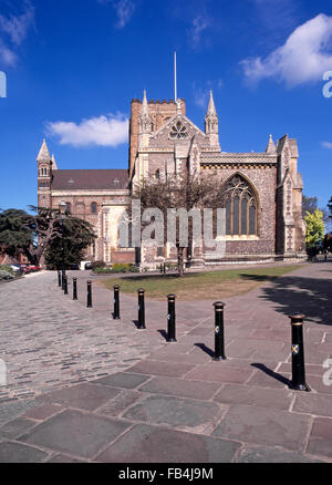 La cattedrale e la chiesa abbaziale di St Albans o St Alban Hertfordshire Inghilterra REGNO UNITO Foto Stock