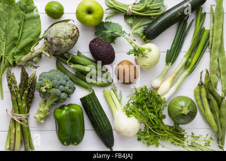 Il verde di frutta e verdura Foto Stock