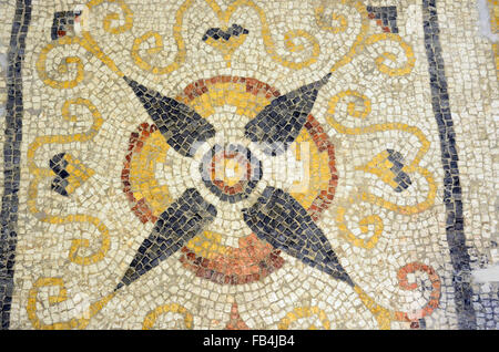 Antico mosaico romano nel Museo Archeologico Nazionale di Cagliari in Sardegna Foto Stock