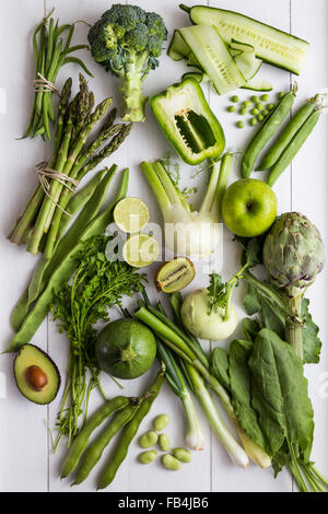 Frutta verde e di ingredienti vegetali Foto Stock