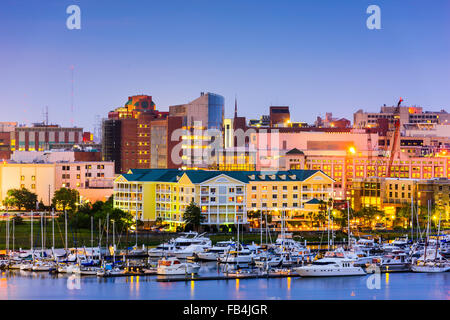 Charleston, Carolina del Sud, Stati Uniti d'America skyline oltre il Fiume Ashley. Foto Stock