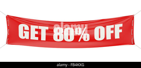 80 %, vendita e concetto di sconto isolato su sfondo bianco Foto Stock