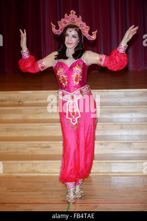 Priscilla Presley al photocall per 'Aladdin' a Milton Keynes Theatre nel novembre 18, 2015 in Milton Keynes, Foto Stock