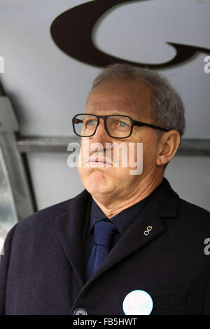 Verona, Italia. Il 10 gennaio, 2016. Hellas Verona il capo allenatore Luigi Delneri guarda durante il campionato italiano di una partita di calcio tra Hellas Verona FC v Palermo il 10 gennaio, 2016 presso lo Stadio Bentegodi di Verona. Credito: Andrea Spinelli/Alamy Live News Foto Stock