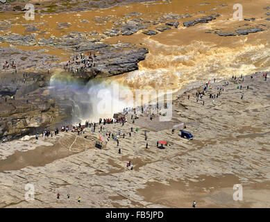 Cascata di Hukou il Fiume Giallo nella provincia di Shanxi Cina Foto Stock