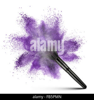 Polvere bianca esplosione isolata su sfondo nero Foto Stock
