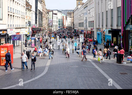 Lord Street area commerciale e pedonale, Liverpool, Regno Unito Foto Stock