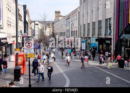 Lord Street area commerciale e pedonale, Liverpool, Regno Unito Foto Stock