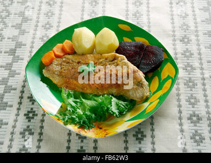 Gebakken sliptong - pesce fritto sogliola. Cucina olandese Foto Stock