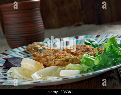 Aringa scozzese . Pesce fritto in farina di avena Foto Stock