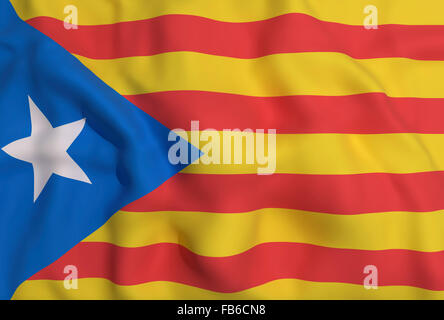 3D rendering di una bandiera della Catalogna Foto Stock