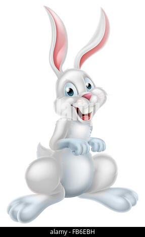 Un bianco cartoon Easter Bunny coniglio carattere mascotte Foto Stock