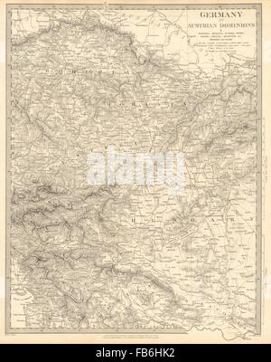 Dominio austriaco:Bohemia Moravia Stiria Illyria Croazia Ungheria.SDUK, 1848 Mappa Foto Stock