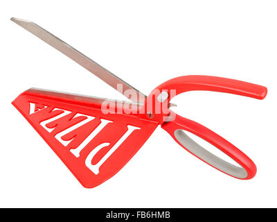 Pizza forbici isolati su sfondo bianco, studio shot Foto Stock