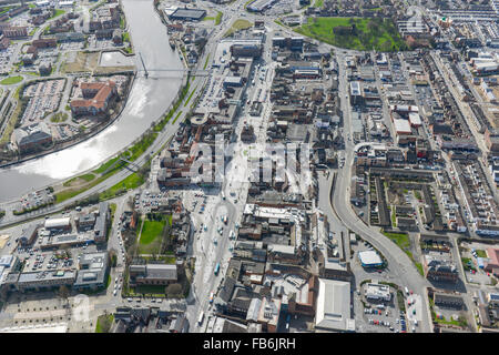 Una veduta aerea di Stockton on Tees dal centro città e dai negozi Foto Stock