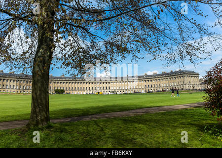 Spettacolare architettura georgiana, Royal Crescent, Bath, Somerset, Regno Unito Foto Stock