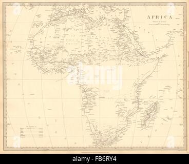 AFRICA: mappa pre-dating molto di esplorazione. Montagne di Kong.Popolazione.SDUK 1848 Foto Stock