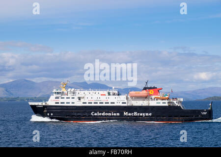 Caledonian MacBrayne traghetti fuori a vela di Oban, Argyll and Bute, Ebridi Interne, Western Isles, Scozia, Regno Unito, Gran Bretagna Foto Stock