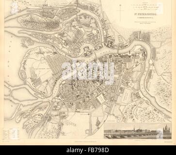 San Pietroburgo Санкт Петербург-: città antica città mappa piano. Panorama. SDUK 1848 Foto Stock