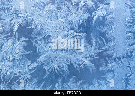 Frosty patterns sulla finestra Foto Stock