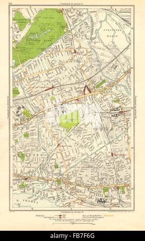 EAST END: Prua,Bromley,Limehouse,Old Ford,pioppo,Victoria Park,Stepney, 1923 Mappa Foto Stock