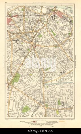 SOUTHWARK: Camberwell, Bermondsey, Lambeth, Kennington, Newington, 1923 Mappa Foto Stock