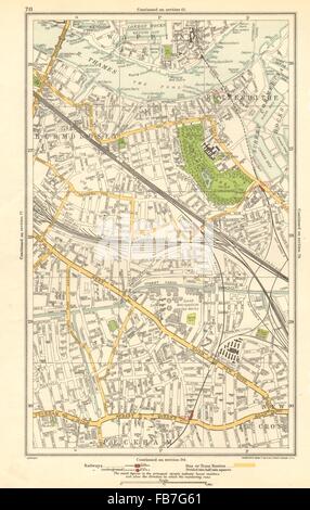 Londra: Bermondsey, Peckham, Rotherhithe, Wapping, Surrey Docks, 1923 mappa vecchia Foto Stock