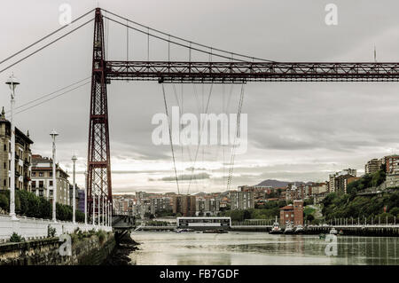 Transporter Bridge Vizcaya, Sito Patrimonio Mondiale dell'UNESCO, Portugalete Bilbao Euskadi, Spagna, Europa Foto Stock