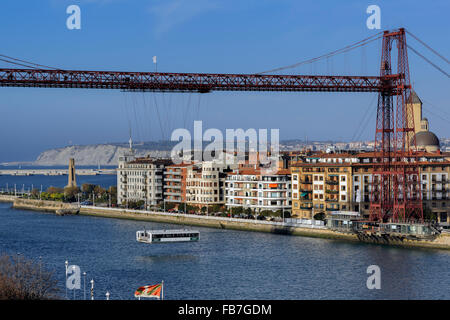 Transporter Bridge Vizcaya, Sito Patrimonio Mondiale dell'UNESCO, Portugalete Bilbao Euskadi, Spagna, Europa Foto Stock