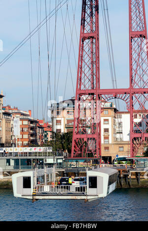 Transporter Bridge Vizcaya, Sito Patrimonio Mondiale dell'UNESCO, Portugalete Bilbao Euskadi, Spagna, Europa Foto Stock