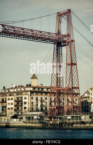 Transporter Bridge Vizcaya, Sito Patrimonio Mondiale dell'UNESCO, Portugalete Bilbao Euskadi, Spagna, Europa Foto Stock