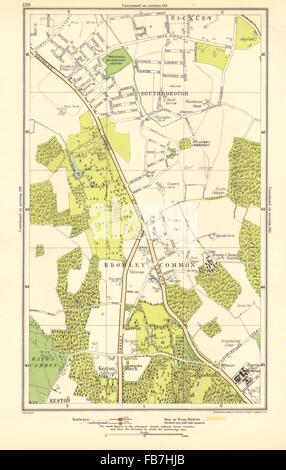 BROMLEY COMUNE: Keston, Keston Mark, Locksbottom,Southborough,Bromley, 1923 Mappa Foto Stock