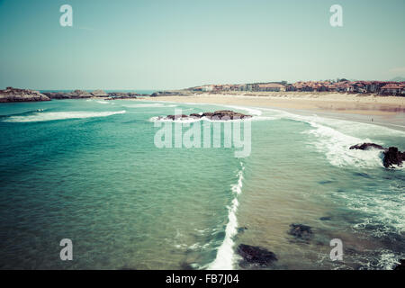 Spiaggia di Helgueras, Noja Cantabria, SPAGNA Foto Stock