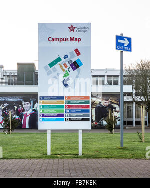 Il nuovo collegio a Swindon, Wiltshire che mostra la mappa del Campus Foto Stock